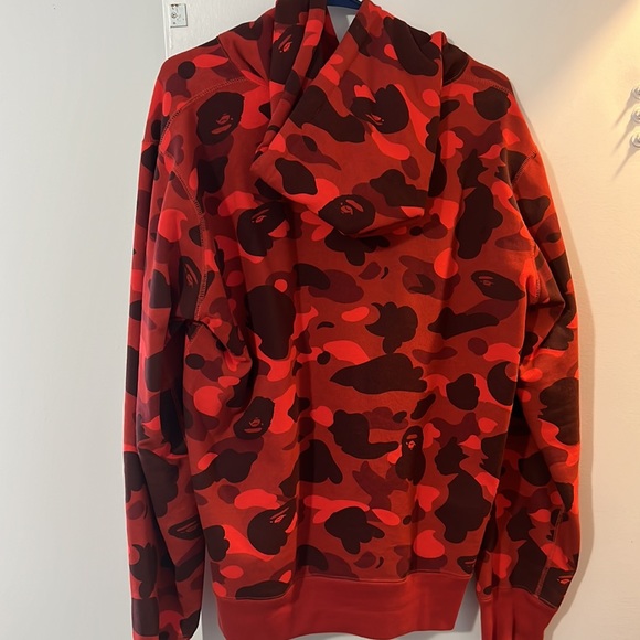 BAPE RED CAMO PULLOVER HOODIE SZ XL - Picture 2 of 4